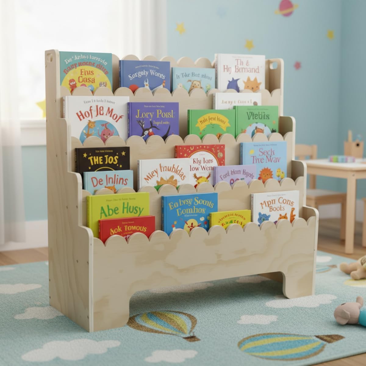 Baby Nursery Shelf - رف كتب للأطفال بأربعة مستويات، رف