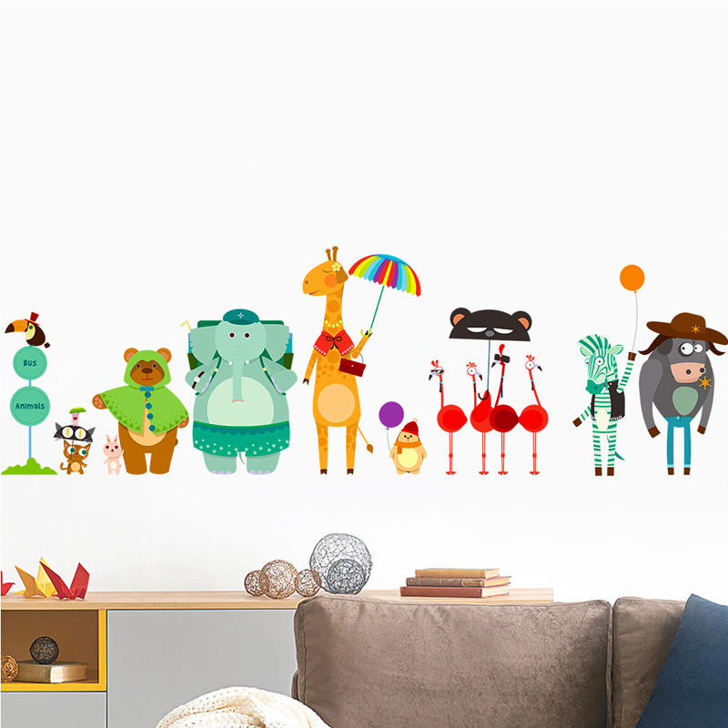 Baby Nursery Zoo Animals - الكرتون حديقة الحيوان محطة الحافلات ملصقات