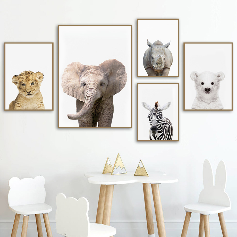 Baby Nursery Zoo Animals - لوحات فنية جدارية لغرفة الأطفال بتصميم
