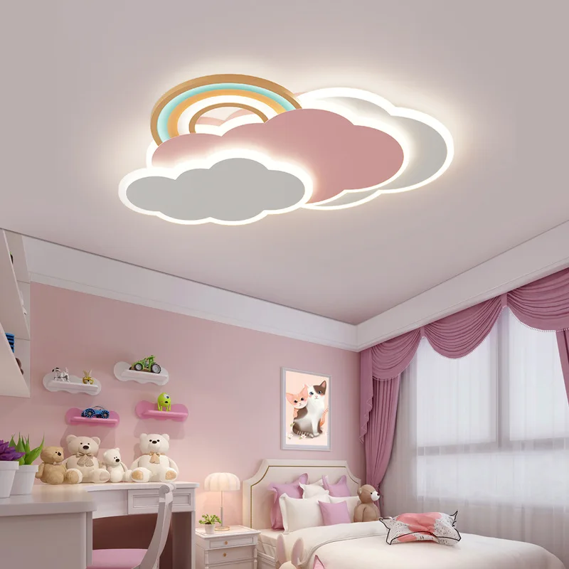 Baby Nursery Ceiling Light - قوس قزح سحابة أضواء السقف الوردي