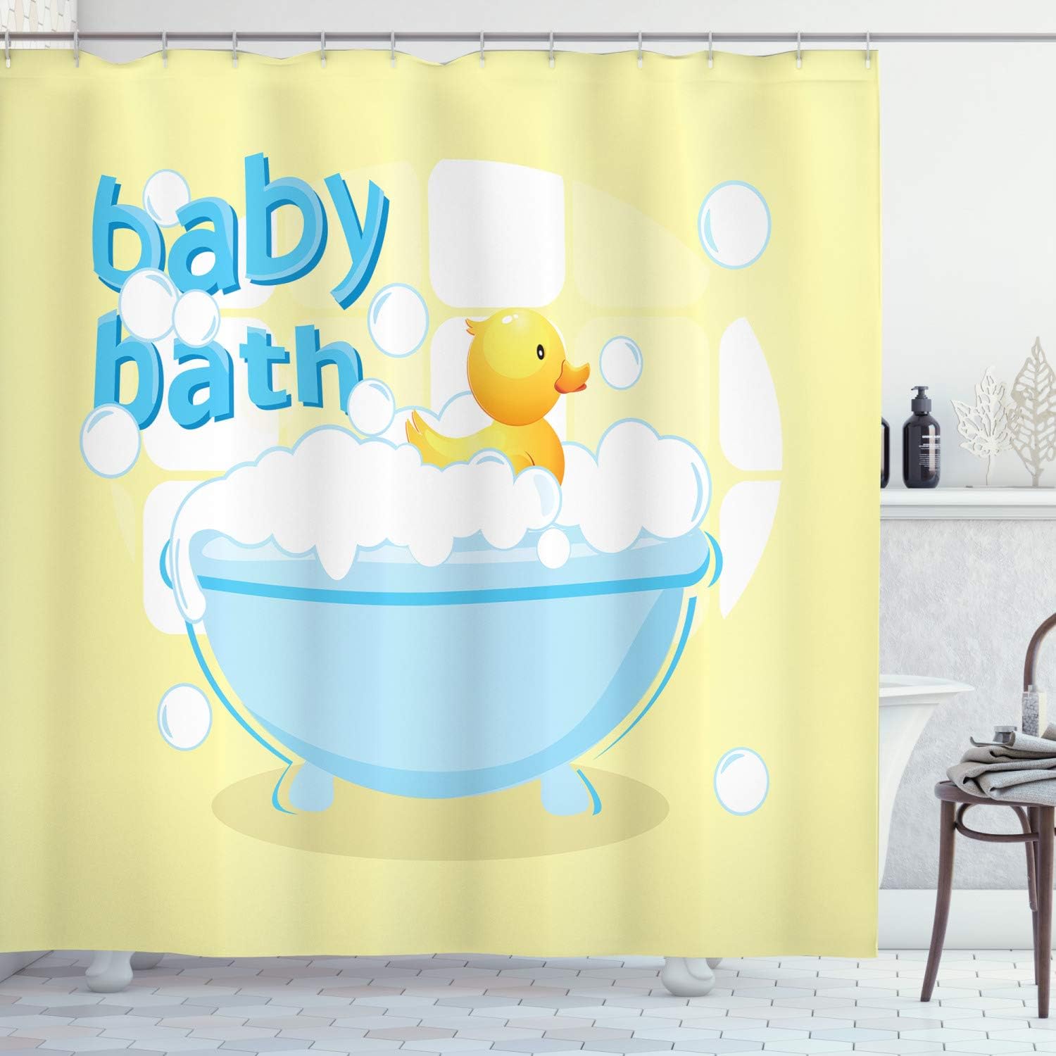 ستارة حمام صفراء للأطفال بتصمي - مراجعة Baby Nursery Curtains وسعره