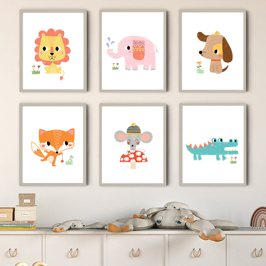 لوحة قماشية بدون إطار، طباعة ف - مراجعة Baby Nursery Zoo Animals وسعره