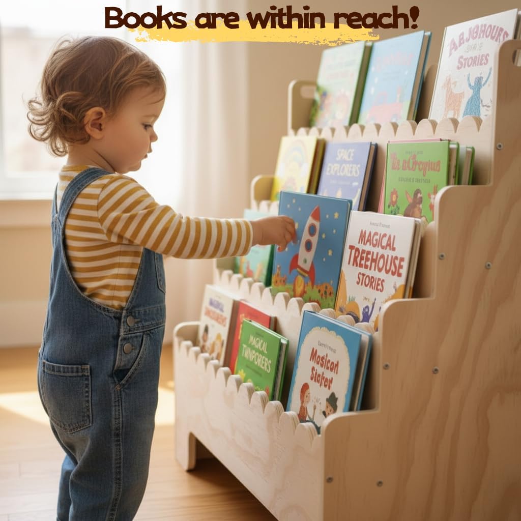 رف كتب للأطفال بأربعة مستويات، - مراجعة Baby Nursery Shelf وسعره