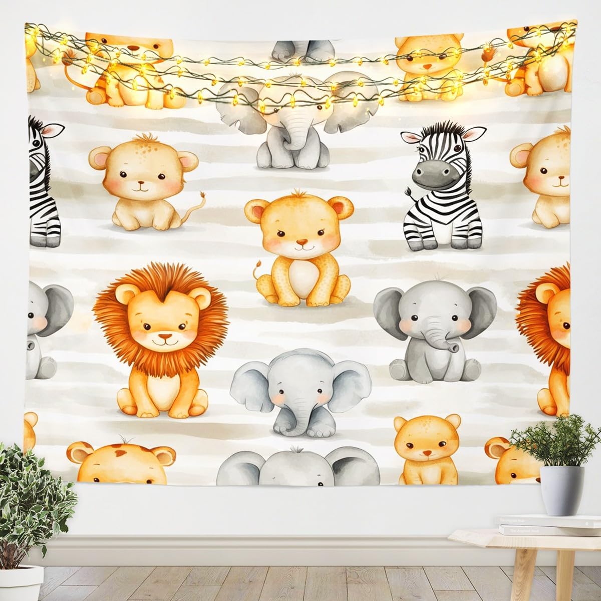 لوحة جدارية لطيفة لحيوانات الس - مراجعة Baby Nursery Zoo Animals وسعره