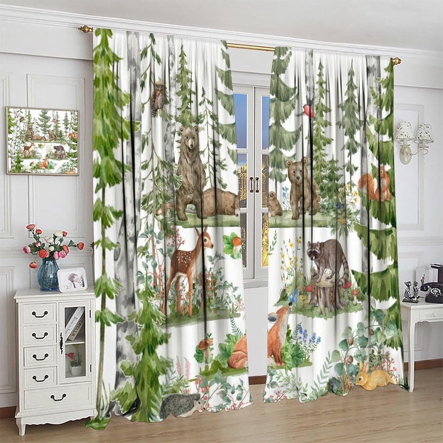 ستائر حيوانات الغابة للأطفال،  - مراجعة Baby Nursery Curtains وسعره