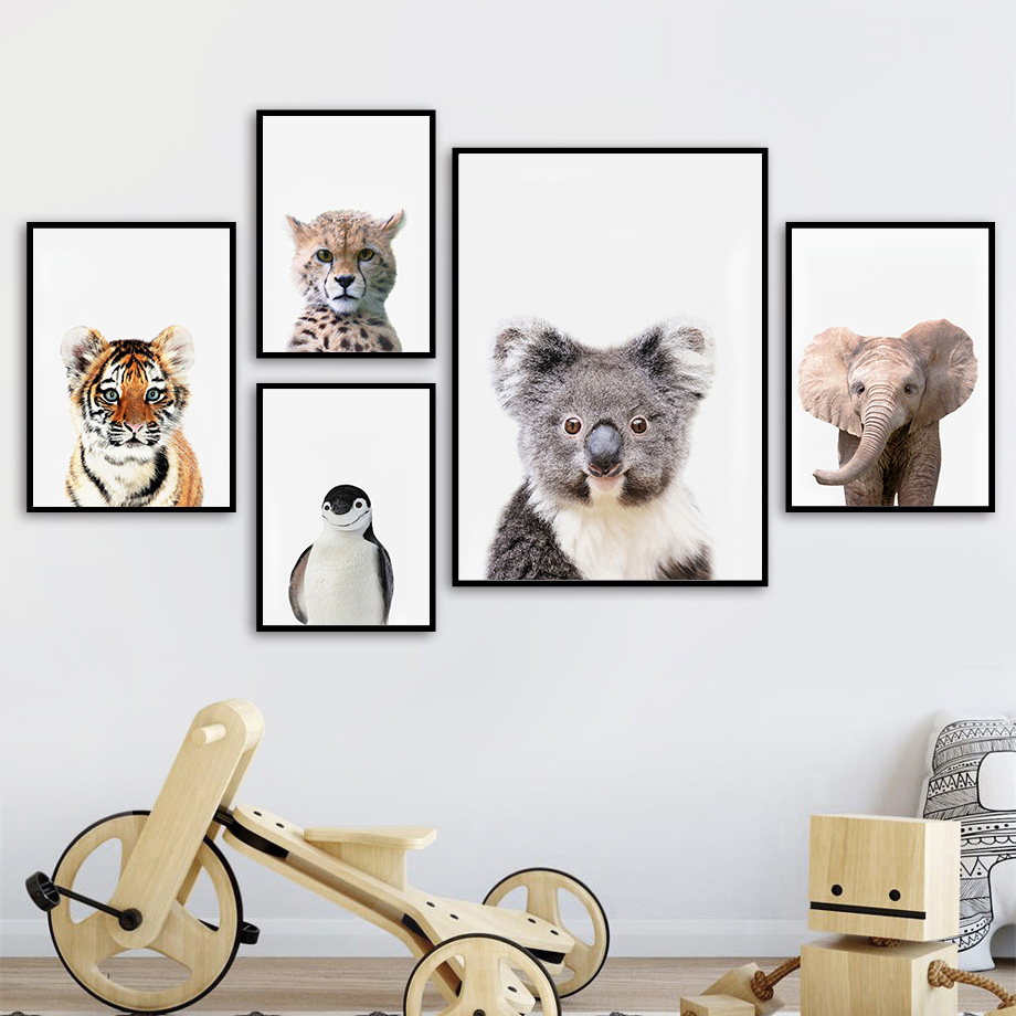 لوحة قماشية بدون إطار، طباعة ف - مراجعة Baby Nursery Zoo Animals وسعره